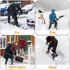 Snow Shovel, 2024 New Upgrade Large-Capacity Lightweight Aluminum Portable Snow Shovel, Parent-Child Playing Snow Shovel, Shovel for Garden, Car, Camping with Extra Ice Scrape(Black)