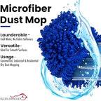 KLEEN HANDLER 6 Pack of 36 Inch Microfiber Dust Mop, Large Washable Commercial Dust Mop, Sweeper, Janitorial Dust Mop Head Replacement, Push Mop Broom, Blue
