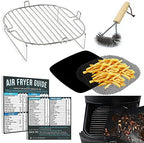 Air Fryer Accessories Compatible with Gourmia, Ninja Foodi, Nuwave® Brio, Paula Deen, Philips, Power XL + More, Air Fryer Rack, Air Fryer Cheat Sheet Guides, Air Fryer Liners and Cleaner Brush