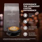 Lifeboost Coffee Medium Roast Swiss Water Decaf Coffee Ground - Low Acid Single Origin USDA Decaf Organic Coffee - Non-GMO Coffee Third Party Tested For Mycotoxins & Pesticides - 12 Ounces