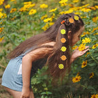 72 Pcs Hair Accessories Set - Self Hinge Barrettes, Bubble Bows, Flowers, Plastic Clips for Baby Toddler Girls (Yellow, Light Yellow, Dark Brown)