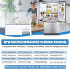 Upgraded WPW10347093 W10347093 W10347100 Ice Bucket Compatible with Whirlpool Maytag KitchenAid Refrigerator Ice Maker Replacement Parts WRF736 WRF757 WRF767 WRF989 KFIS29 KRFF507 Removable Ice Bin