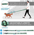 Hotsky Tactical Dog Leash Heavy Duty for Medium Large Dogs That Pull,4-6Ft Strong Bungee Shock Absorbing No Pull Dog Leash with Padded Double Handle and Car Seatbelt,Leaves