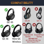 SOULWIT Earpads Replacement for Bose QuietComfort 45 (QC45)/QuietComfort SE (QC SE)/New Quiet Comfort Wireless Over-Ear Headphones, Ear Pads Cushions with Softer Protein Leather - White Smoke