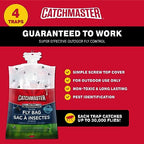 Catchmaster Pro Series Fly Bag 4-Pack, Hanging Fly Trap Outdoor Home, Bug Catcher and Flying Insect Trap with Natural Attractant, Pet Safe Pest Control, XL Bag for Backyard, Pool, Patio & Camping