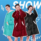 JOYWOO Wine Red Wearable Blanket Hoodie, Christmas Birthday Gifts for Mom Women Men, Oversized Hooded Blanket for Adult, Cozy Fuzzy Sherpa Sweatshirt Blanket with Giant Pocket and Zipper
