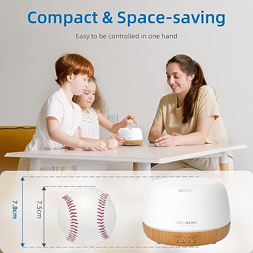 ASAKUKI Essential Oil Diffuser, Ultrasonic Aromatherapy Oil Humidifier with 7 Colors Lights 2 Mist Mode for Home