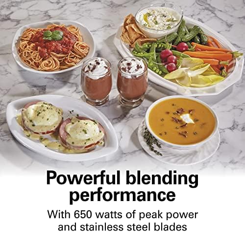 Hamilton Beach MultiBlend Smoothie Blender with 4 Shatterproof BPA Free Jars and Lids; Large 32oz Jar, 8oz Grinder for Nuts & Spices, and 2 Portable Travel Cups, 650 Watts, Black and Stainless (52400)