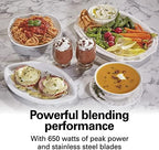Hamilton Beach MultiBlend Smoothie Blender with 4 Shatterproof BPA Free Jars and Lids; Large 32oz Jar, 8oz Grinder for Nuts & Spices, and 2 Portable Travel Cups, 650 Watts, Black and Stainless (52400)