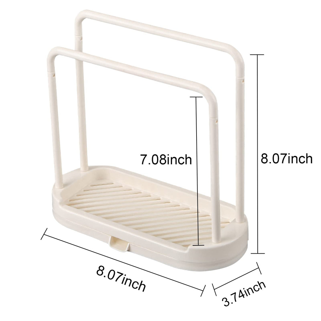 Kitchen Sponge Holder Dishcloth Hanger, Kitchen Sink Rack Tray Organizer Stand for Sponge, Dish Cloth, Rag, Brush, Scrubber Storage and Organization(Beige)