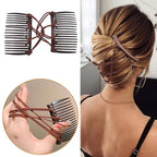 5 Pieces Stretchy Magic Hair Comb Adjustable Elastic Comb Hair Clip for Women Girls No Crease Hair Pins Vintage Hair Bun Maker Hair Accessories for Curly Thick Wavy Hair Ponytail