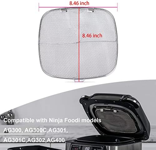 2PCS Stainless Steel Splatter Shield for Ninja Foodi AG301, Replacement Splatter Screen Air Fryer Accessories for Ninja Foodi 5-in-1 Indoor Grill AG300, AG300C,AG301C, AG302, AG400