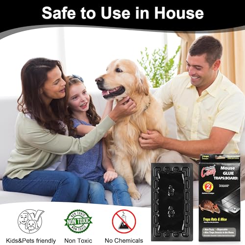 16 Pack Sticky Mouse Traps - Heavy Duty Rat Trap for Home Indoor Outdoor, Mouse Glue Traps, Mice Traps, Sticky Rats Traps, Sticky Glue Traps for Rodent, Snake, Roach, Spider, Black (10.3" X 5.4")