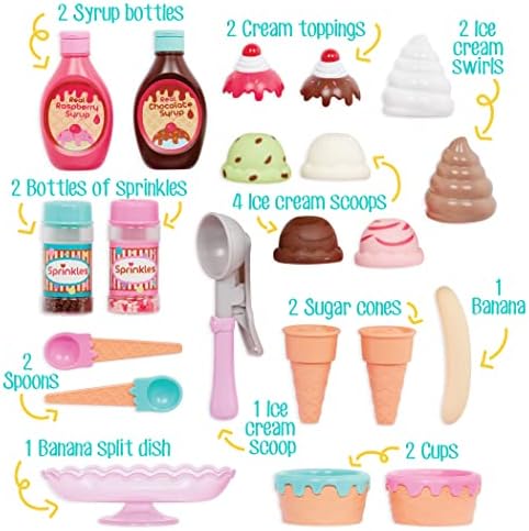 Battat- Play Circle- Toy Food – Ice Cream Set – Kitchen Accessories For Kids- Pretend Play- Sweet Treats Ice Cream Parlour- 3 years + (21 Pcs)