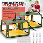 2 Pack Flea Traps for Inside Your Home with 4 Sticky Pads & 6 Bulbs & 2 Electric Wires, Flea Killer Indoor Bed Bug Trap Pest Control, Safe & Harmless, Friendly to Pets & Kids-Adjustable Height, Green