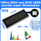 SEAOURA Clip On Aquarium Light for Plants-24/7 Cycle Fish Tank Light with Timer, Full Spectrum+7 Colors Mode, Auto On/Off, Adjustable Brightness and Height, 20W (12inch for 12-20 inch Tank)