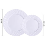 U-QE 100 Pieces White Plastic Plates - Premium Heavy Duty Plastic Plates for Wedding and Party Use Including 50PCS 9 '' Plastic Dinner Plates & 50PCS 6.5 '' Plastic Dessert Plates