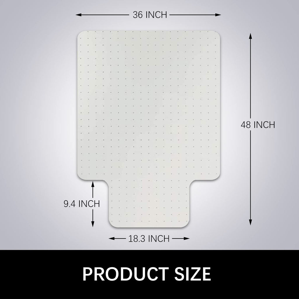Kuyal Office Chair Mat for Carpets,Transparent Thick and Sturdy Floor Mats for Low and No Pile Carpeted Floors, with Studs (36" X 48" with Lip)
