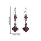 Retro Bohemian Red Zircon Drop Shape Tassel Earrings Women's Fashion Elegant Earring Accessories