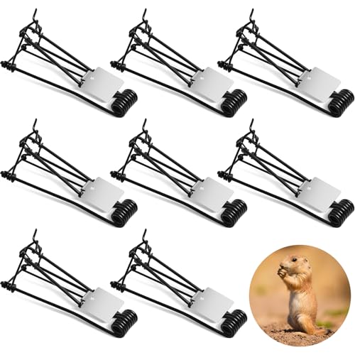 Qualirey 8 Pcs Outdoor Gopher Trap Easy Set Mole Trap Weather Resistant Gopher Killer Vole Trap for Lawn Garden Farm (Black)