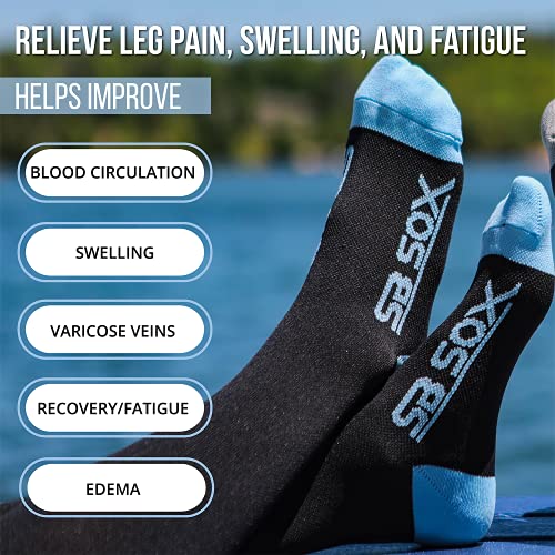 SB SOX Compression Socks (20-30mmHg) for Men & Women – Best Compression Socks for All Day Wear, Better Blood Flow, Swelling! (Medium, Solid Black)