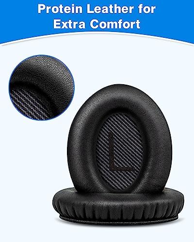 Link Dream Ear Pads for Bose Quiet Comfort 35 Soft Protein Leather Replacement Earpads Ear Cushions Ear Pad for Bose QC 35/25 / 15 QC2 / Ae2 / Ae2i / Ae2W / Sound Link/Sound True (Black)