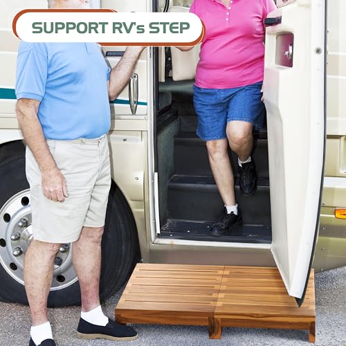 FANATU Wooden Platform Step Stool, 24.7" Step Platform for Adults & Elderly - Durable Mobility Stepping and Stair Assist Indoor & Outdoor, Heavy Duty/Non-Slip Step Stool for Handicap, Bedroom, Kitchen