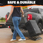 Mockins XL 60"x30"x5" Folding Hitch Cargo Carrier with Ramp | Heavy Duty Trailer Hitch Basket Cargo Carrier with Portable Wheelchair Ramp | 500 Lbs. Cap Weatherproof Steel Scooter Rack & Accessories
