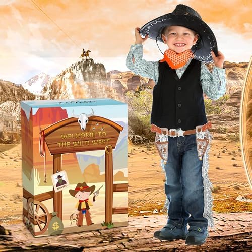 Cowboy Toys Set, 6Pieces Brown Adjustable Cowboy Gun Belt and Holster for Kids, Vintage Dress-up Accessories Costume for Halloween