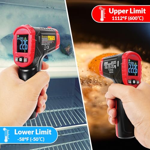 WGGE Infrared Thermometer Gun WG-127B, Digital IR Thermometer for Cooking, Candy, Food, Pizza Oven, Grill & Engine, Temp Reader -58℉~1112℉(-50℃~600℃) Non-Contact Temperature Gun (Not for Human)
