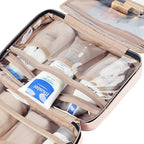 NISHEL Travel Toiletry Bag for women, Portable Hanging Organizer for Travel-Sized Shampoo, Conditioner, Brushes Set, makeup Accessories, Medium Size, Black
