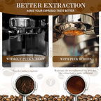 2 Packs 53.5mm Espresso Puck Screen with Stand, Reusable Coffee Filters Compatible with Breville Barista 54mm Portafilter Basket, 1.7mm Thickness 150μm 316 Stainless Steel Espresso Machine Accessories