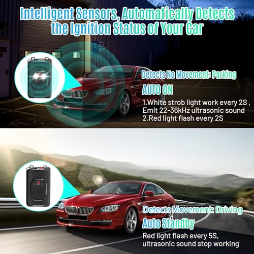 X-PEST Ultrasonic Rodent Repellent for Cars and Indoor 4 Packs, Battery Operated Mouse Squirrel Rat Deterrent with Strobe Light,Smart DetectioKeep Rodents Out of Car, Truck, RV, Boat Garage Attic Barn
