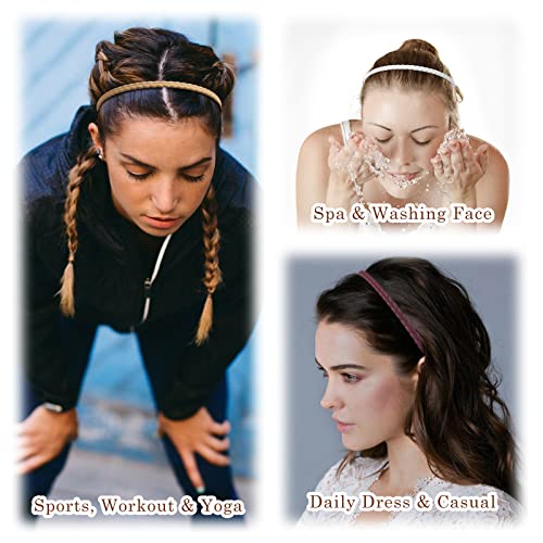 WOVOWOVO Braided Thin Headbands for Women, 12 Packs Plastic Hair Bands with Long Teeth for Girls Teens, Non Slip Fashion Hair Comb Head Bands Hair Accessories