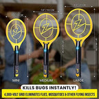Zap It! Bug Zapper - Rechargeable Mosquito, Fly Killer & Bug Zapper Racket - Electric Fly Swatter Racket - 4,000 Volt - USB Charging, Super-Bright LED Light to Zap in The Dark - Safe to Touch (Medium)