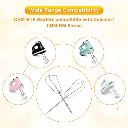 ANTOBLE Hand Mixer Beaters Compatible with Cuisinart HM-90s HM-70 HM-50 CHM-3, 9 7 5 3 Mixer Attachments Replacement Parts CHM Series Stainless Steel Whisk Hand Turbo Mixer Beater for Cuisinart, #