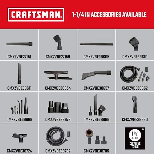 CRAFTSMAN CMXZVBE38673 Adapter Wet Dry Vac Attachment Kit, Industrial-Grade Vac Accessories that Connects 2-1/2 inch Hoses to 1-7/8 in. Parts, 1-7/8 inch Hoses to 1-1/4 in. Parts