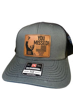 You Missed Trump Shot Never Surrender Trucker Hat, Conservative Cap, Leather Patch Hat, Laser Engraved,- Adjustable Snapback for Republicans (Charcoal)