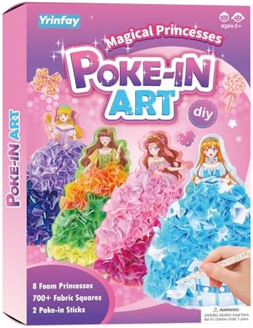 Poke-in Art and Crafts kit for Kids, DIY 8 Magical Princesses & 6 Accessories, Pretty Princess Game Toys for Girl 6-8 8-12, Gifts for Boys & Girls Ages 6 7 8 9 10 11 12 Years Old
