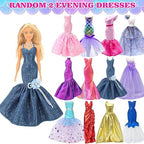 50 Pack Doll Clothes and Accessories, 4 Wedding Gowns 2 Evening Dresses 6 Fashion Dresses 6 Set Casual Outfits Top and Pant 2 Swimsuit Bikini, 20 Hanger 10 Shoe Toys for Girl Birthday Gift
