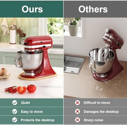 Food-Grade Bamboo Mixer Slider for KitchenAid 4.5-5 Qt Tilt Head Stand Mixer, Appliance Sliding Mat for Kitchenaid Artisan, Kitchen Countertop Storage Accessories Mixer Moving Tray Attachments