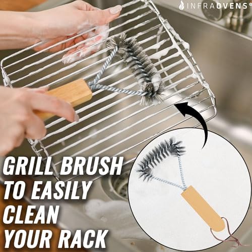 INFRAOVENS Air Fryer Rack Accessories for Ninja Foodi Grill AG301 5-in-1 4 qt, Basket Cover Liner, Cooking Guides Cheat Sheets, Airfryer Accessory Set, Heat Resistant Mat and Stainless Steel Rack