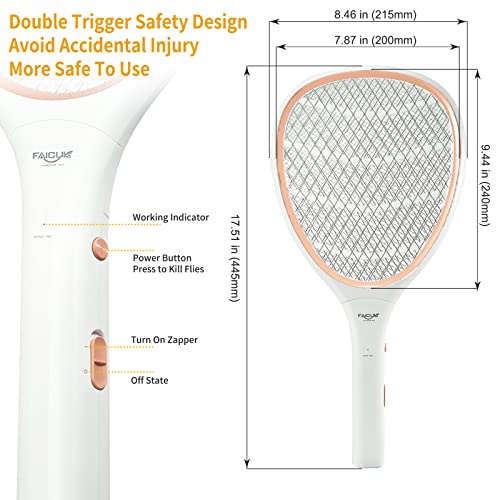 Faicuk Handheld Bug Zapper Racket Electric Fly Swatter (Champagne Pink)