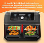 Dual Basket Air Fryer Accessories, Set of 10 Fit for Ninja Dual Air Fryer DZ201, DZ401 & Most 8 Quart - 10 Quart and Larger Dual Zone Air Fryer, Include Cake Pizza Pan, Rack & Skewer, Paper Liner, etc