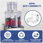 DFP-14NWBCT1 Replacement Clear Food Processor Work Bowl Cover with 4 Locking Tabs, Compatible with Cuisinart Tritan food Processor Only fits Bowl DLC-005AGTXT1,Fits Model DFP-14, DFP-14BCN, DFP-14BCHN