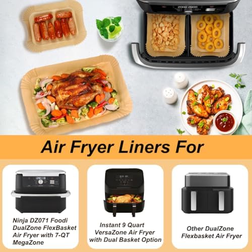 YQL 150PCS Air Fryer Liners for Ninja DZ071/Instant 9 Qt DualZone FlexBasket Air Fryer, Air Fryer Accessories Disposable Parchment Paper for Air Fryer