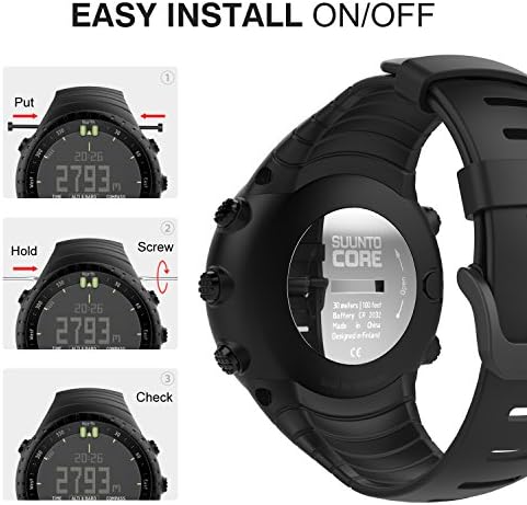 MoKo Suunto Core Watch Band, Classic Replacement Soft Wrist Band Strap with Metal Clasp for Suunto Core Smart Watch, Fits 5.51"-9.06" (140mm-230mm) Wrist, All Black