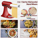 Pasta Maker 3-in-1 Attachment for KitchenAid Stand Mixers, Including Fettuccine and Spaghetti Cutter, Pasta Sheet Roller, Pasta Maker Accessories and Cleaning Brush