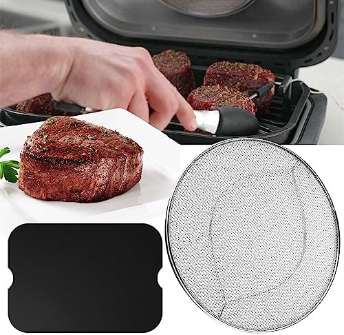 Replacement Splatter Shield and 3PCS Grill Mat for Ninja Foodi FG551 Air Fryer,Stainless Steel Splatter Screen Accessories for Ninja Foodi Smart XL 6-in-1 Indoor Grill