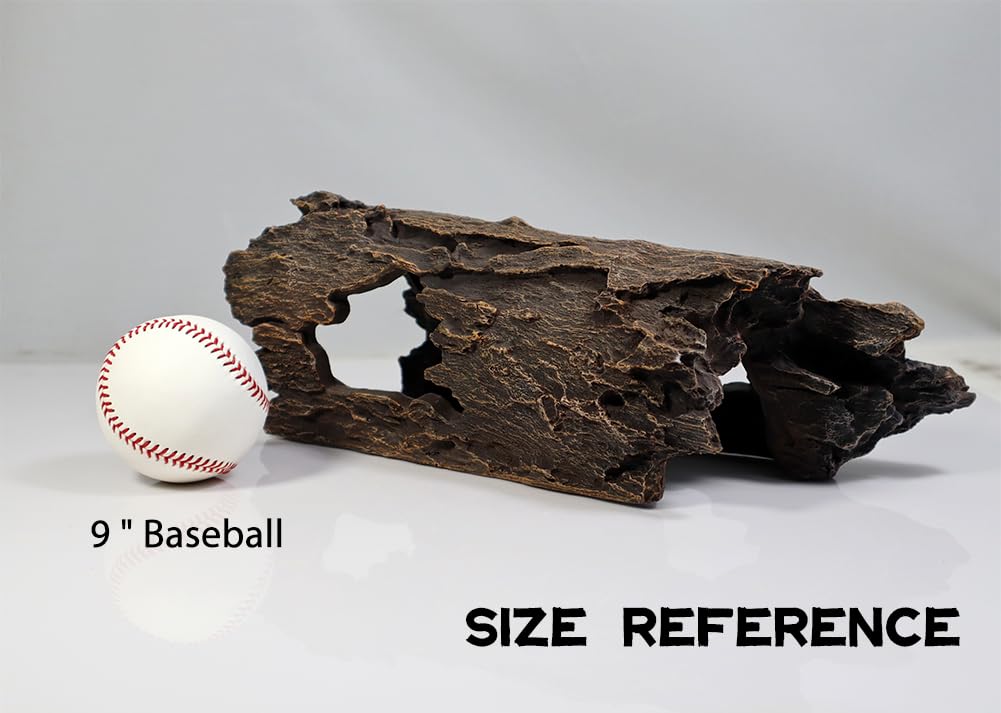 Large Reptile Hide Leopard Gecko Tank Accessories Driftwood for Aquarium Natural Hollow Log for Betta Fish Hideout Bearded Dragon or Ball Python Tank Accessories(13.8")